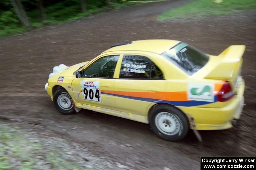 John Drislane / Declan Hegarty Mitsubishi Lancer Evo IV at the first hairpin on Colton Stock, SS5.