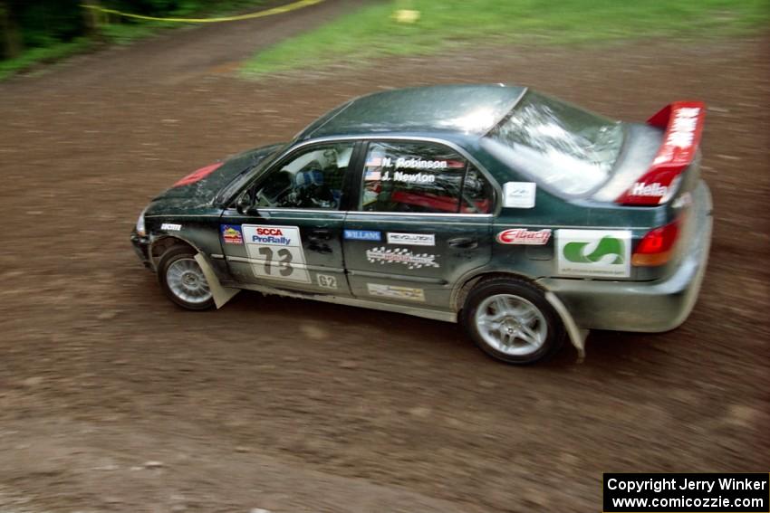 Nick Robinson / Jim Newton Honda Civic at the first hairpin on Colton Stock, SS5.