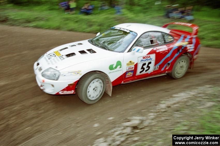 Brian Vinson / Richard Beels Toyota Supra Turbo at the first hairpin on Colton Stock, SS5.