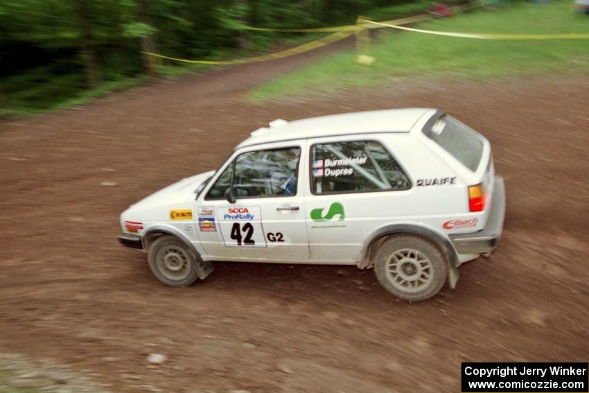 Eric Burmeister / Rob Dupree VW GTI at the first hairpin on Colton Stock, SS5.