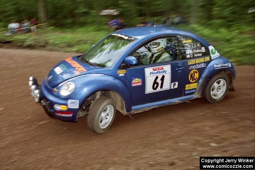 Mike Halley / Ole Holter VW New Beetle at the first hairpin on Colton Stock, SS5.