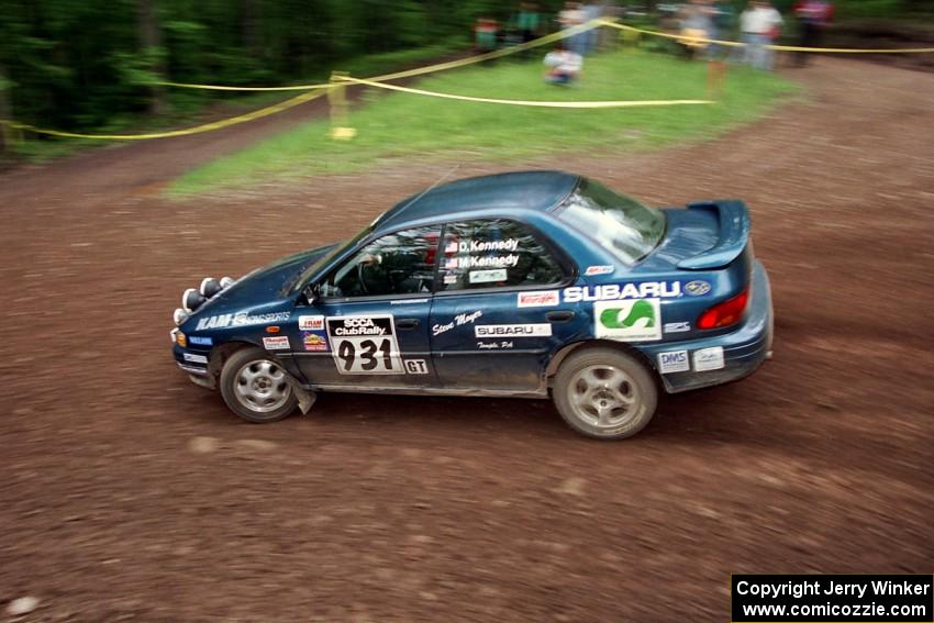 Don Kennedy / Matt Kennedy Subaru Impreza at the first hairpin on Colton Stock, SS5.