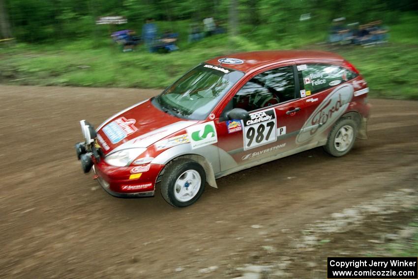 Peter Reilly / Ray Felice Ford Focus at the first hairpin on Colton Stock, SS5.