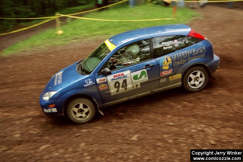 Craig Peeper / Ian Bevan Ford Focus at the first hairpin on Colton Stock, SS5.