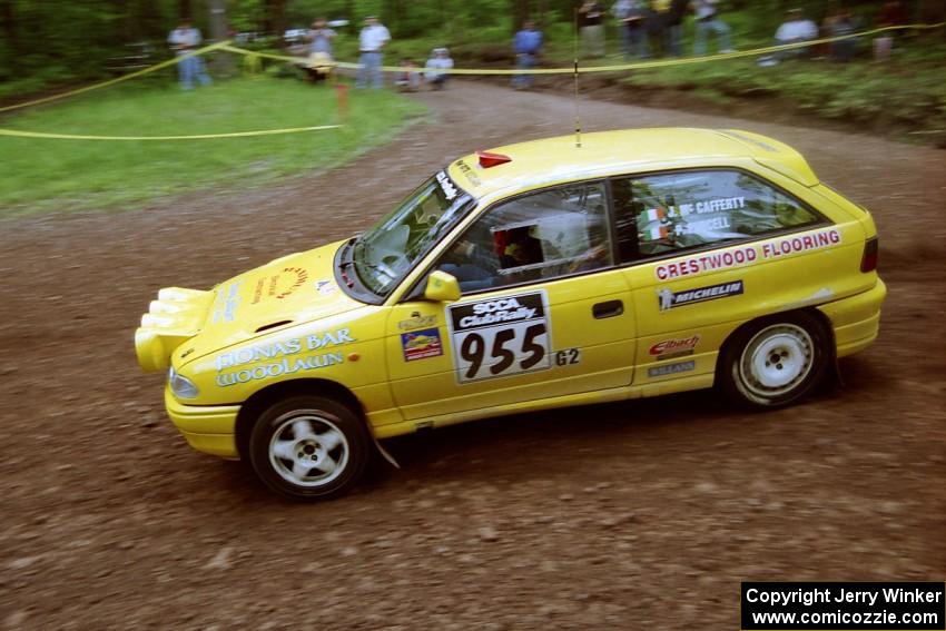 Padraig Purcell / John McCafferty Vauxhall Astra GSi at the first hairpin on Colton Stock, SS5.