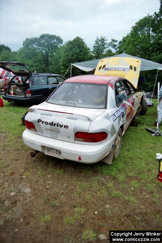 Randy Zimmer / Peter Watt Subaru Impreza at Germania service.