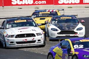 Joey Atterbury's Ford Mustang Boss 302, Nick Esayian's Aston Martin Vantage GT4 and Andy Lee's Chevy Camaro