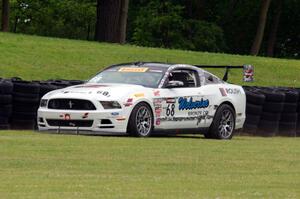 Joey Atterbury's Ford Mustang Boss 302 comes to a stop after turn 6.