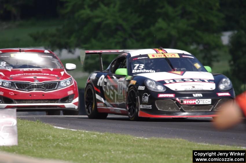 Jack Baldwin's Porsche Cayman and Mark Wilkins' Kia Optima