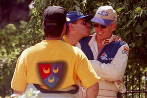 L to R) Bill Westrick and Steve Gingras wish Cal Landau the best of luck at navigating for Josh Scott.