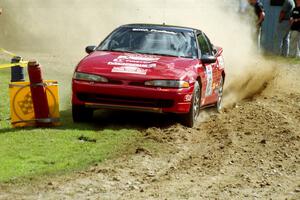 Mark Utecht / Brenda Lewis Mitsubishi Eclipse GSX at the finish of SS1, Mexico Rec.