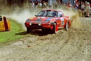 Andrew Havas / Melanie Kelly Mazda RX-7 at the finish of SS1, Mexico Rec.