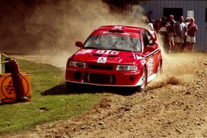 Rhys Millen / Josh Jacquot Mitsubishi Lancer Evo 6.5 at the finish of SS1, Mexico Rec.