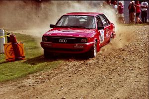 Jon Kemp / Rod Hendicksen Audi 4000 Quattro at the finish of SS1, Mexico Rec.