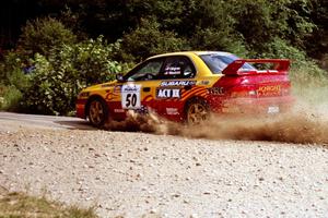 Steve Gingras / Bill Westrick Subaru Impreza 2.5RS at the finish of SS1, Mexico Rec.