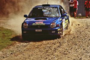 Karl Scheible / Brian Maxwell Subaru WRX STi at the finish of SS1, Mexico Rec.