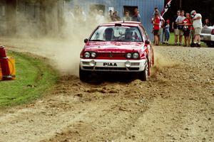 Chris Havas / Ben Bradley VW Golf at the finish of SS1, Mexico Rec.