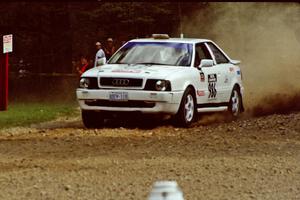 Demetrios Andreou / Ed Wahl Audi 90 Coupe Quattro at the finish of SS1, Mexico Rec.