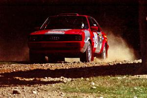 Sylvester Stepniewski / Adam Pelc Audi 4000 Quattro at the finish of SS1, Mexico Rec.