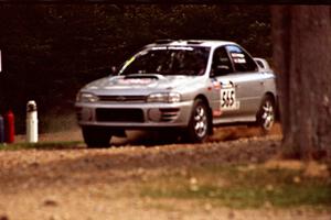 Russ Hodges / Jimmy Brandt Subaru Impreza at the finish of SS1, Mexico Rec.