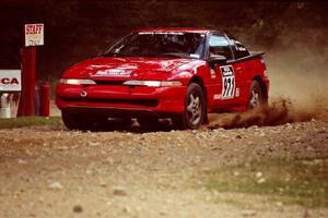 Brendan Cunningham / Paul McClean Eagle Talon TSi at the finish of SS1, Mexico Rec.