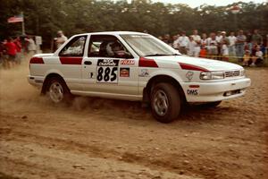Ted Mendham / Lise Mendham Nissan Sentra SE-R at the finish of SS1, Mexico Rec.