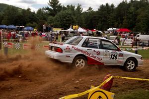 Arthur Wojcik / Dominik Jozwiak Mitsubishi Galant VR-4 at the finish of SS1, Mexico Rec.