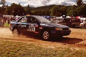 Don Kennedy / Matt Kennedy Subaru Impreza at the finish of SS1, Mexico Rec.