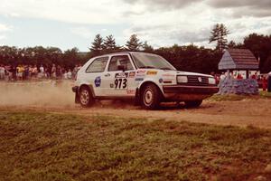 Pablo Sanfrancisco / Rob Bergstrom VW GTI at the finish of SS1, Mexico Rec.