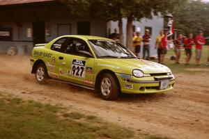 Brian Goss / Sarah Gardescu Dodge Neon at the finish of SS1, Mexico Rec.