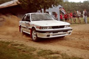 Tim Stevens / Caroline Bosley Misubishi Galant VR-4 at the finish of SS1, Mexico Rec.