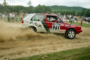 Jerzy Bajno / Slawomir Kadlubowski VW Golf at the finish of SS1, Mexico Rec.