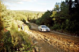 Jean-Sébastien Besner / Jacques Besner Mitsubishi Lancer Evo V on SS3, E. Town East.