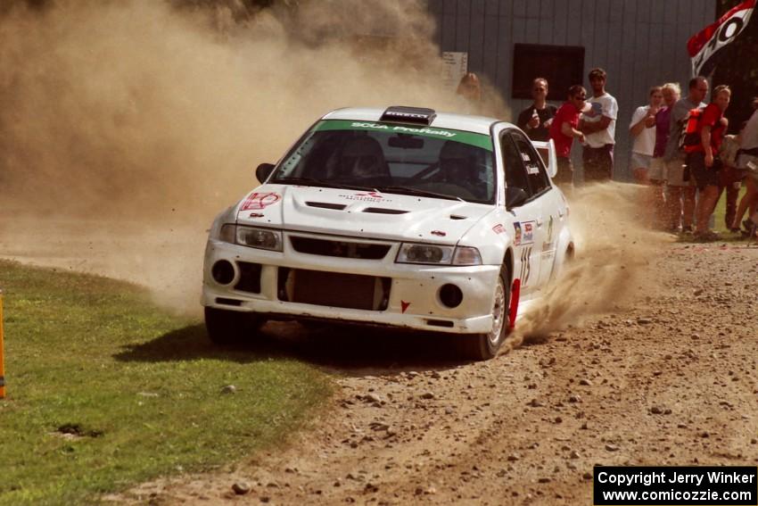 Seamus Burke / Frank Cunningham Mitsubishi Lancer Evo IV at the finish of SS1, Mexico Rec.