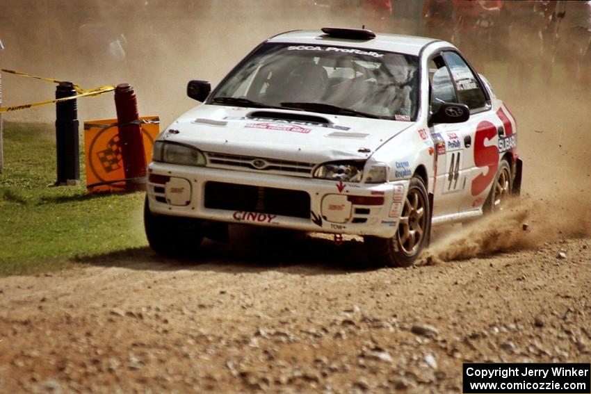 Henry Krolikowski / Cindy Krolikowski Subaru WRX STi at the finish of SS1, Mexico Rec.