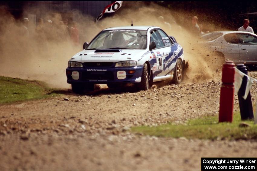 Ramana Lagemann / Russ Hughes Subaru WRX STi at the finish of SS1, Mexico Rec.