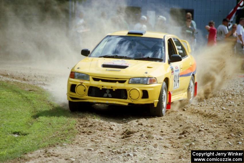 John Drislane / Declan Hegarty Mitsubishi Lancer Evo IV at the finish of SS1, Mexico Rec.