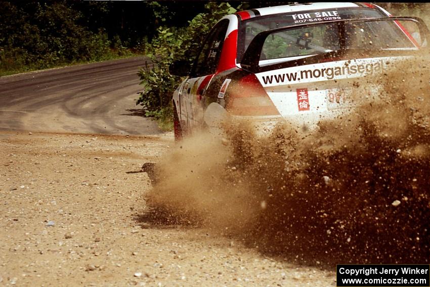 Garen Shrader / Michael Fennell Mitsubishi Lancer Evo IV at the finish of SS1, Mexico Rec.