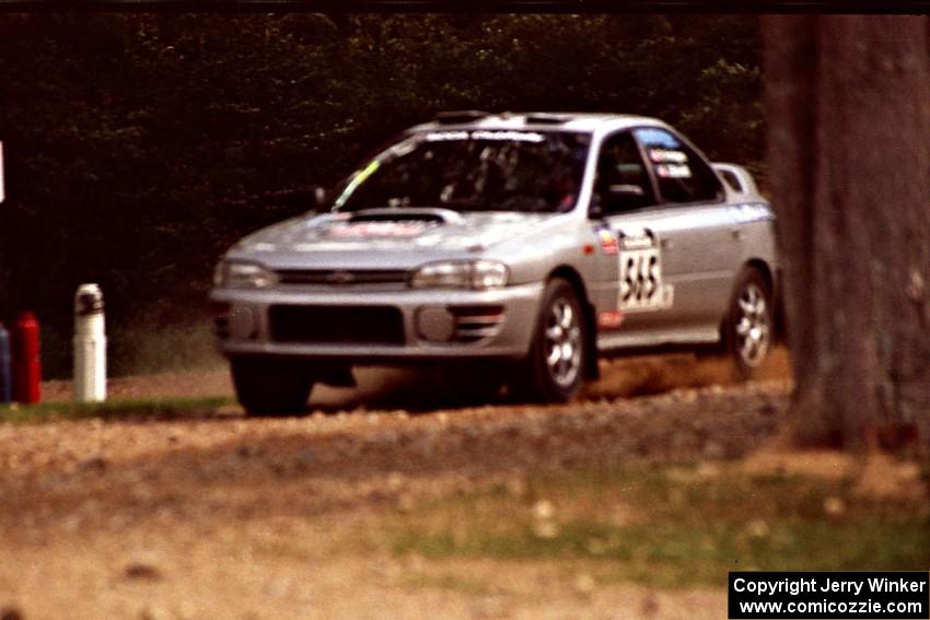 Russ Hodges / Jimmy Brandt Subaru Impreza at the finish of SS1, Mexico Rec.