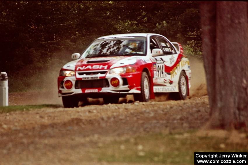 Noel Nash / Bernard Farrell Mitsubishi Lancer Evo IV at the finish of SS1, Mexico Rec.