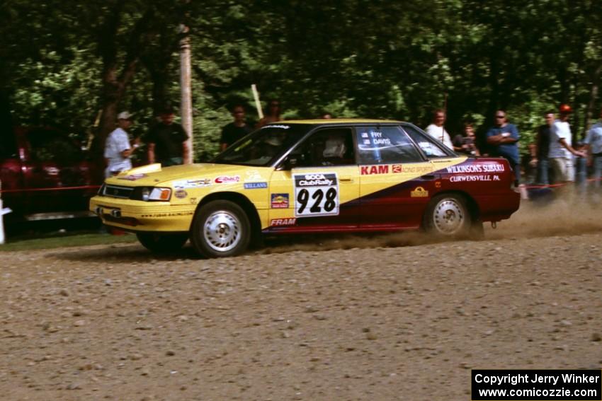 Dean Fry / Rick Davis Subaru Legacy at the finish of SS1, Mexico Rec.