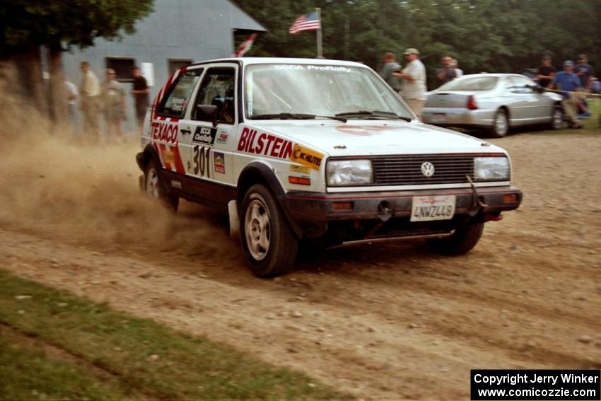 Tony Chavez / Doug Robinson VW GTI at the finish of SS1, Mexico Rec.