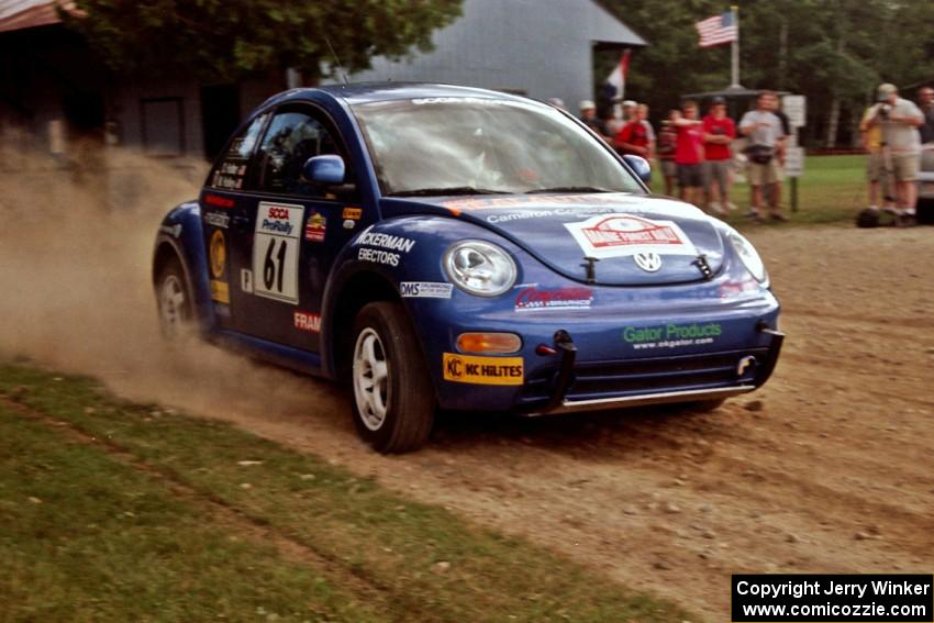 Mike Halley / Ole Holter VW New Beetle at the finish of SS1, Mexico Rec.