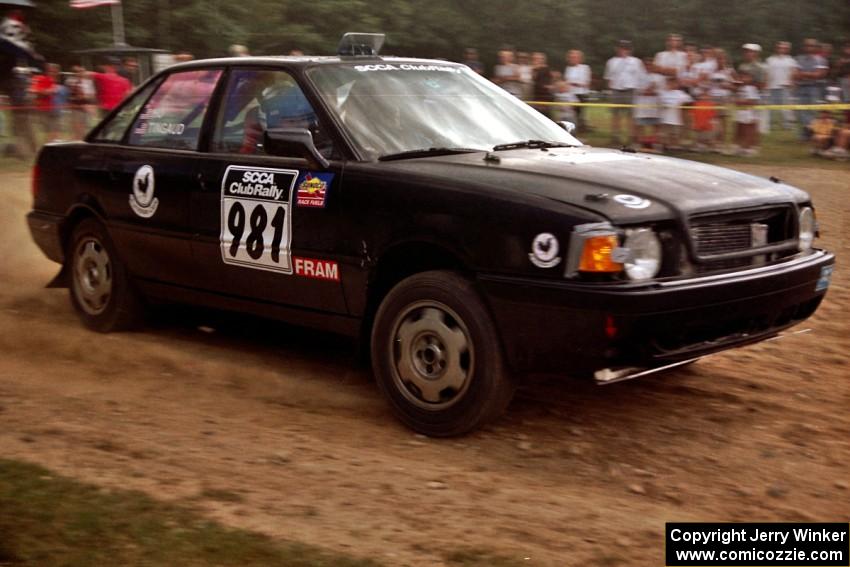 Paul Tingaud / Phillip Ho Audi 80 Quattro at the finish of SS1, Mexico Rec.