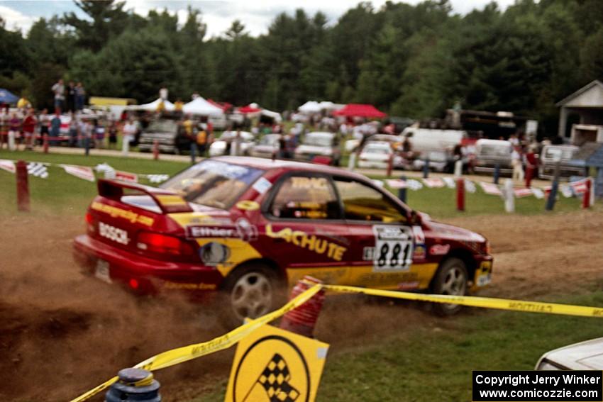 Pierre Bazinet / Dave Shindle Subaru Impreza 2.5RS at the finish of SS1, Mexico Rec.