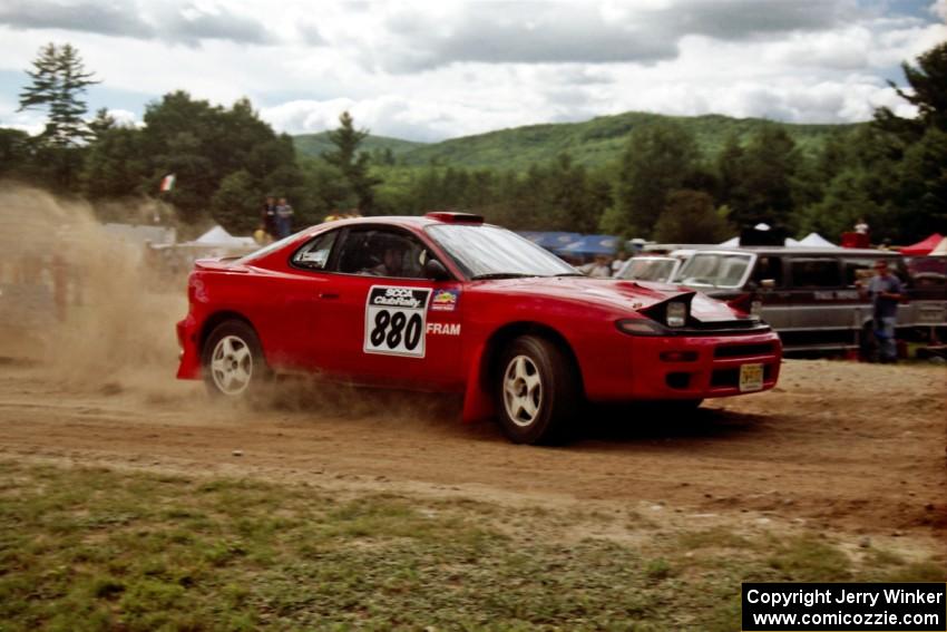 Michael Zamikhovsky / Josh Bressem Toyota Celica GT-4 at the finish of SS1, Mexico Rec.