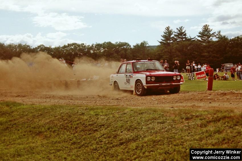 Dan Cook / Bill Rhodes Datsun 510 at the finish of SS1, Mexico Rec.