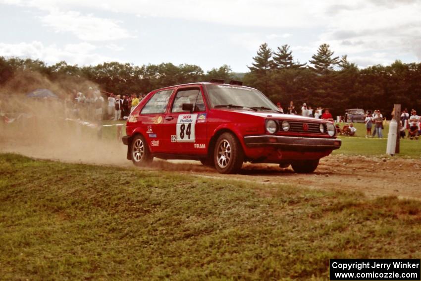 J.B. Niday / Diane Sargent VW GTI at the finish of SS1, Mexico Rec.