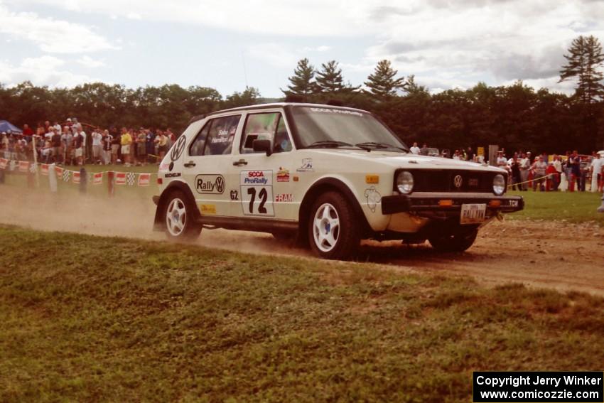 Jon Hamilton / Ken Sabo VW Rabbit at the finish of SS1, Mexico Rec.