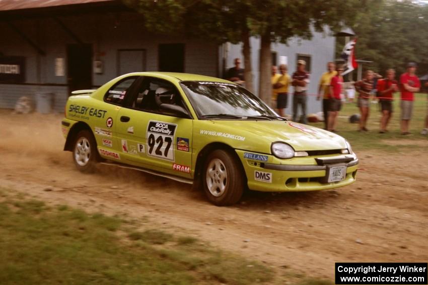 Brian Goss / Sarah Gardescu Dodge Neon at the finish of SS1, Mexico Rec.